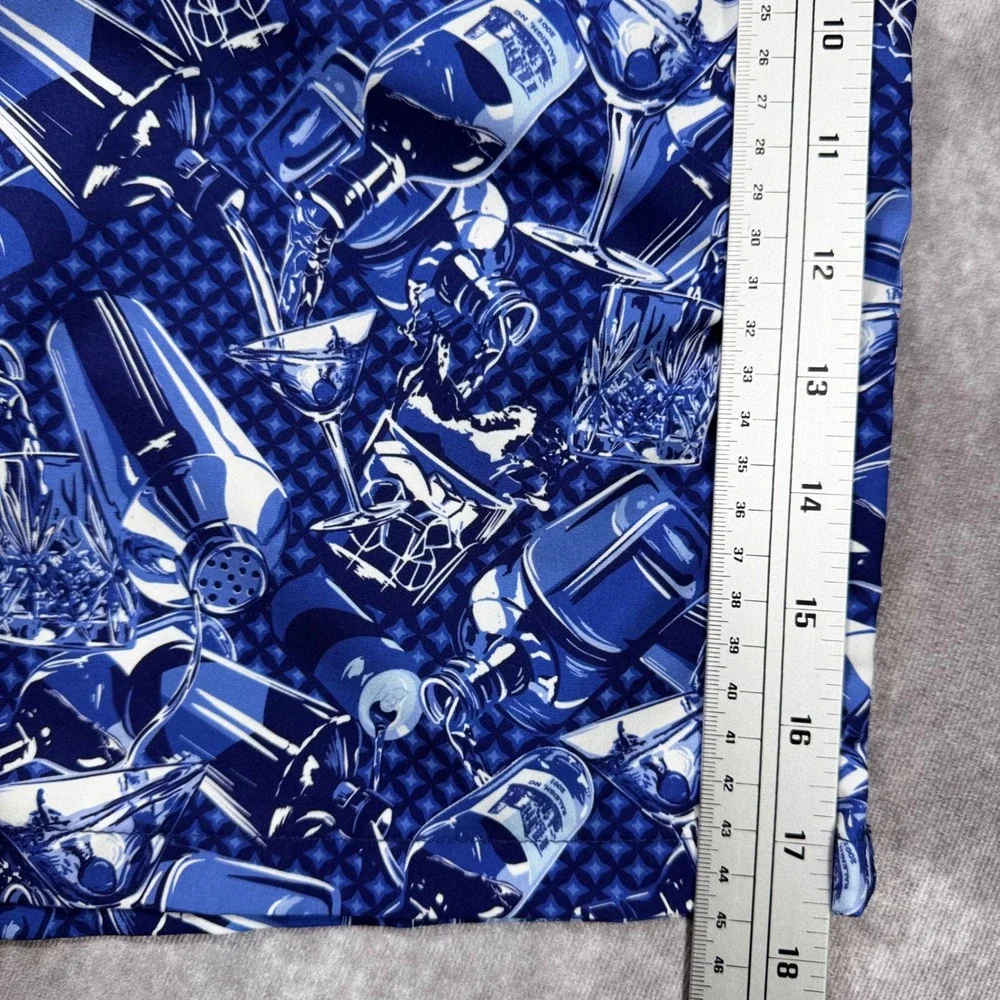 Peter Millar Seaside Mens XL Blue Cocktail Martini Print Swim Trunks Shorts